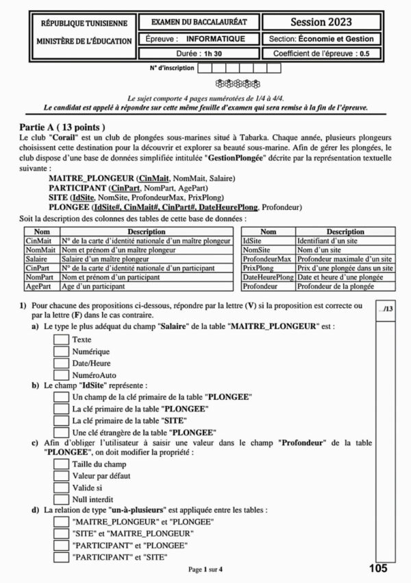 [G6new]- Informatique- Epreuves bac economie corrigées (2009-2025)