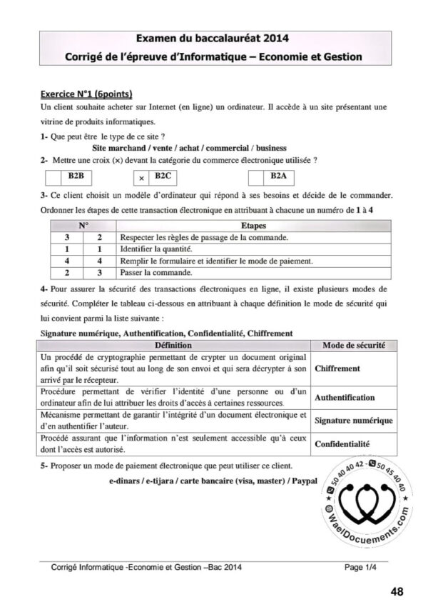 [G6new]- Informatique- Epreuves bac economie corrigées (2009-2025)
