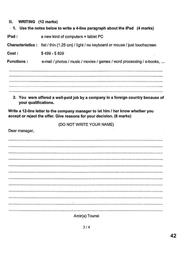 [W4new]- Anglais- Epreuves bac corrigées (2009-2025) Sections sciences exp, maths, eco, info