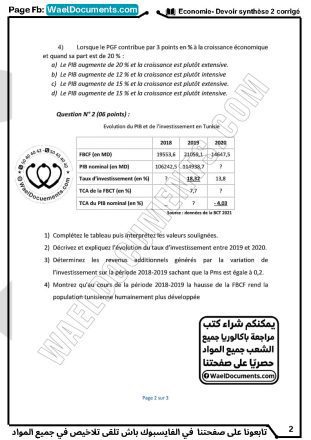 Economie sytnhèse 2 corrigé