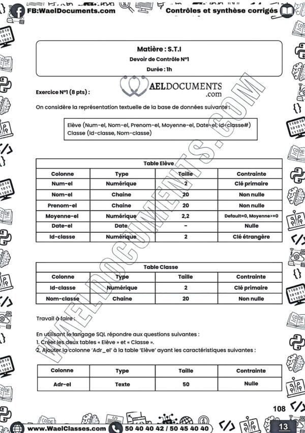 [i13new] STI- Devoirs corrigés- Bac Informatique