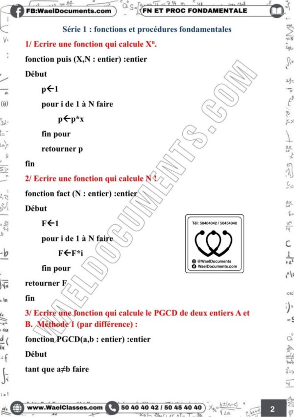 [i2new] Algo et Prog- Exercices corrigés tous les chapitres - Bac informatique