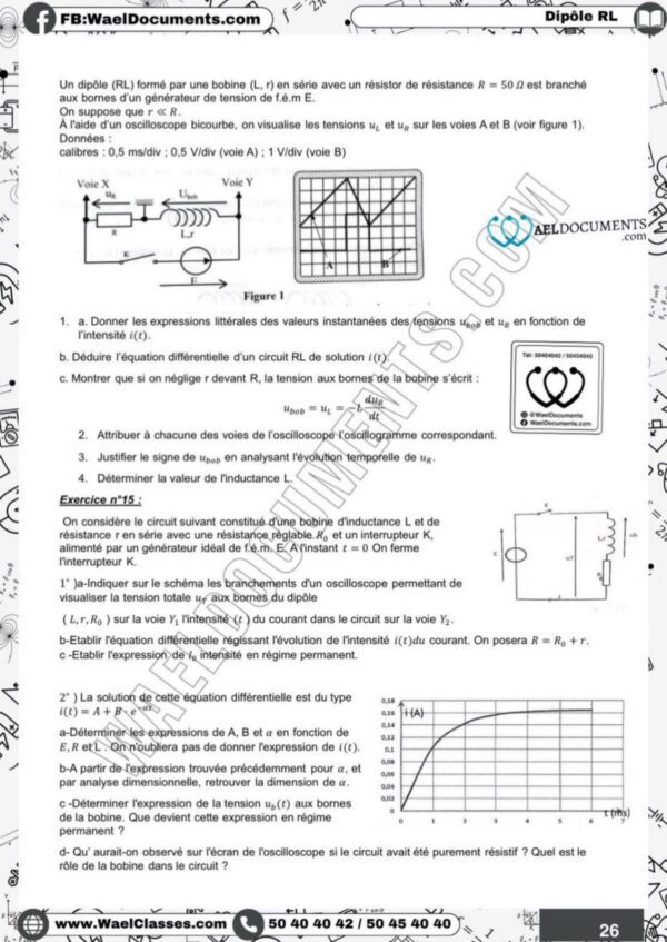 [T2new] Physiques- Exercices corrigés niveau moyen tous les chapitres- Bac Technique