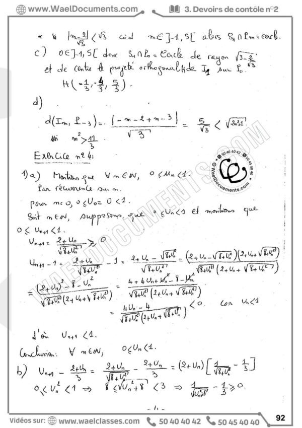 [T8 new] Mathématique- Devoirs corrigés tous les chapitres- Bac Technique