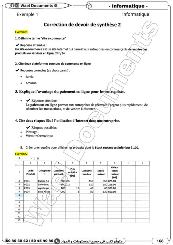 [3EB] 3ème année éco- Devoirs corrigés- 2 trimestre