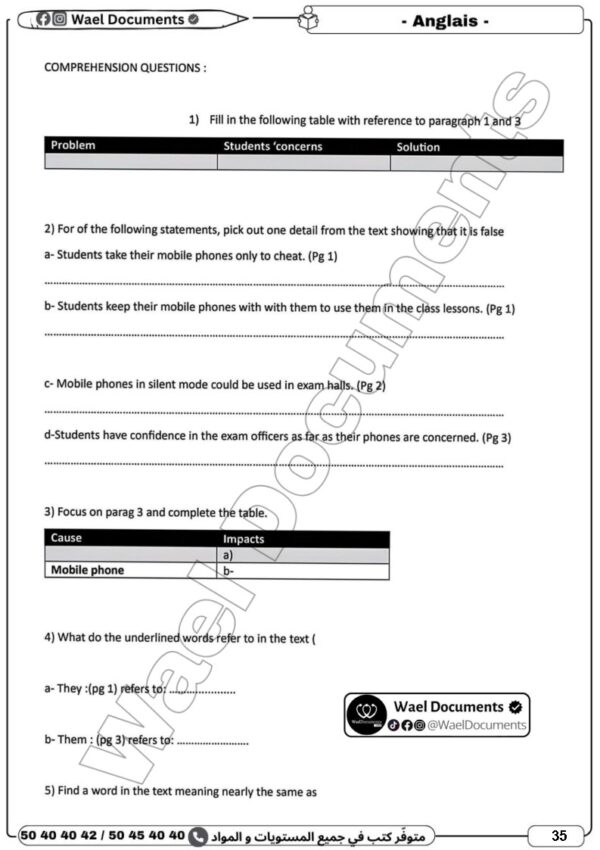 [3SB] 3ème année science- Devoirs corrigés- 2 trimestre