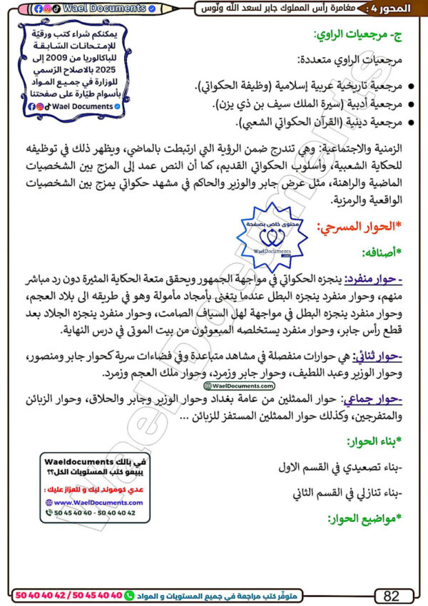 [LA]  عربية-شعبة الأداب 2026-تلاخيص مبسطة و مواضيع بالاصلاح(بالألوان)