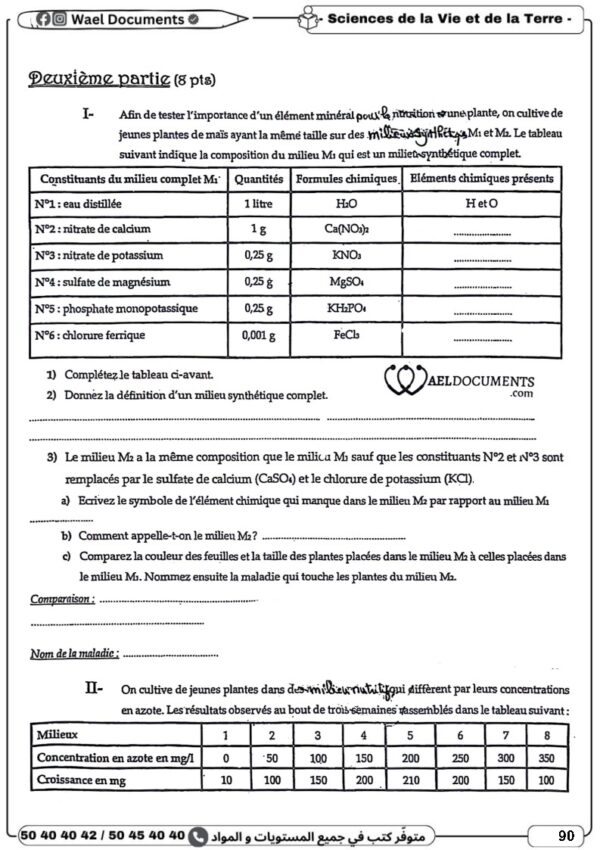 [1B] 1ère année- Devoirs corrigés- 2 trimestre