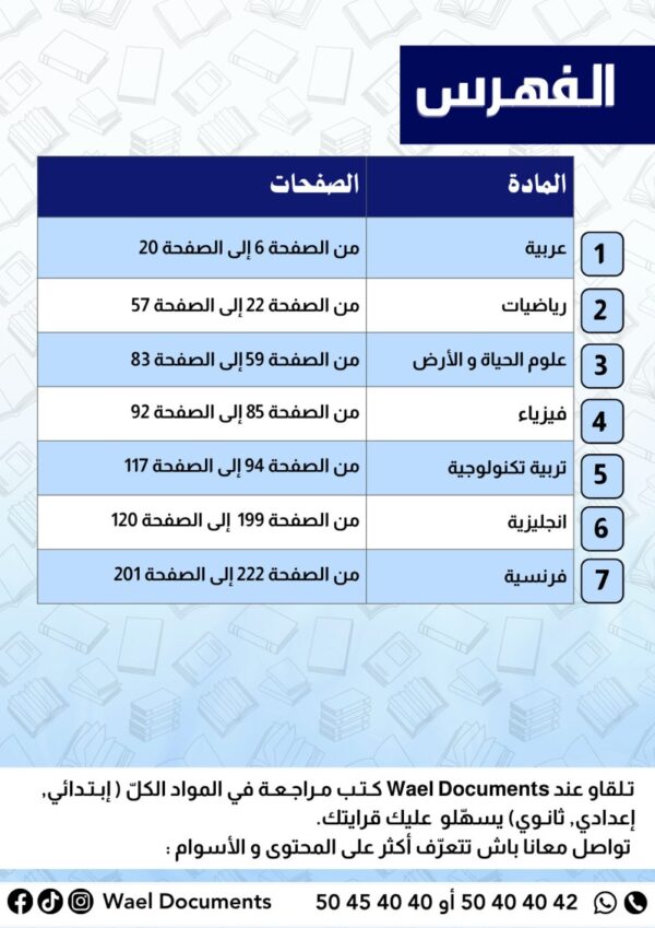 [71N] السابعة أساسي2026 -تلاخيص مع تمارين بالاصلاح-الثلاثي الاول