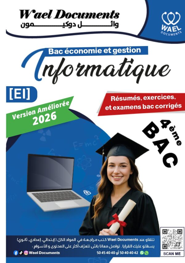[EI] Informatique – Bac Économie : Cours, résumés, exercices et examens du baccalauréat corrigés-partie théorique et pratique(couleurs)