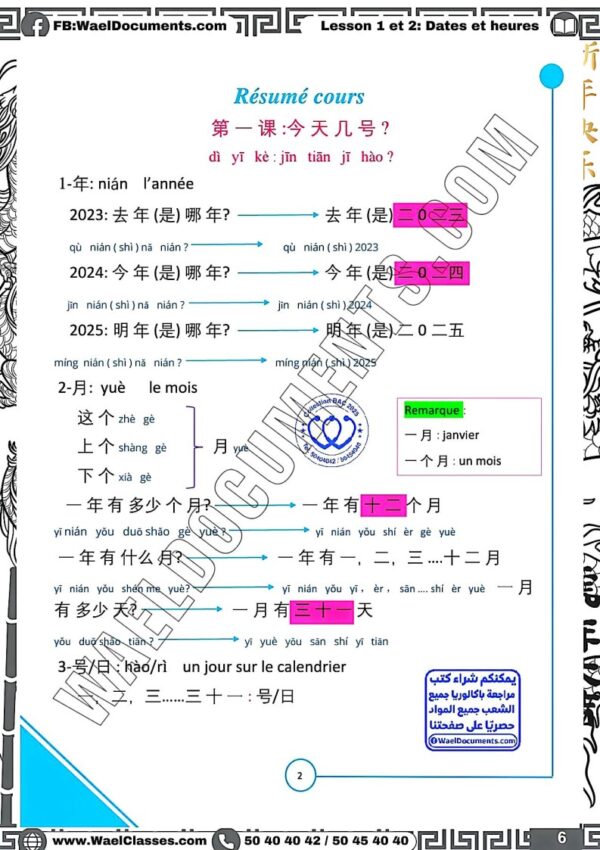 [CHN] Chinois – Résumés et exercices corrigés pour toute l’année (couleurs)
