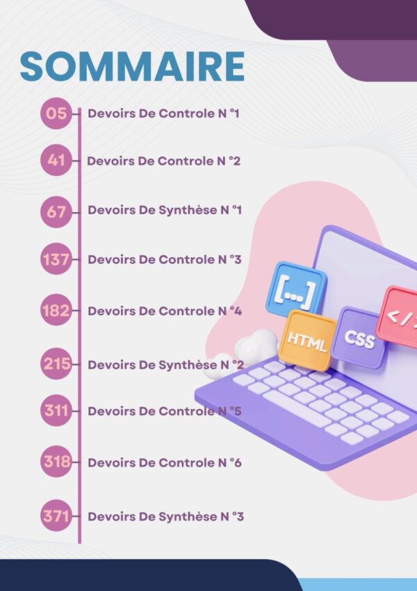 [IAd] Algorithme et prog - Devoirs contrôle et synthèse- avec correction pour toute l’année (noir)