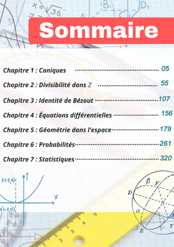 [MMx] Maths- Bac Maths- cours et exercices corrigés TOME 3: coniques, arithmétique, équations diff, espace, proba, stat(noir)