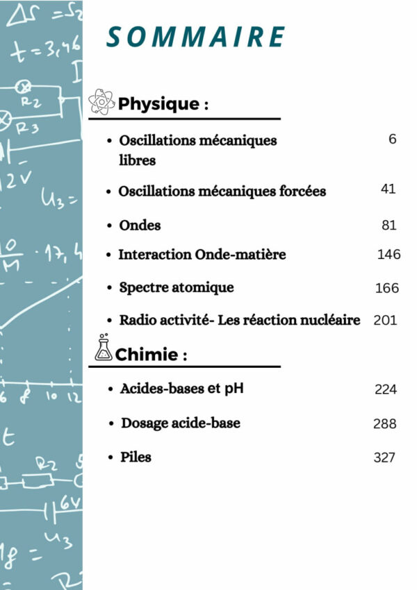 [MPz]Physique-Cours et exercice-TOME2 : Mécaniques, ondes et interaction, spectre, radioactivité, acides-bases, pH, dosage, amides, plies (Couleurs)