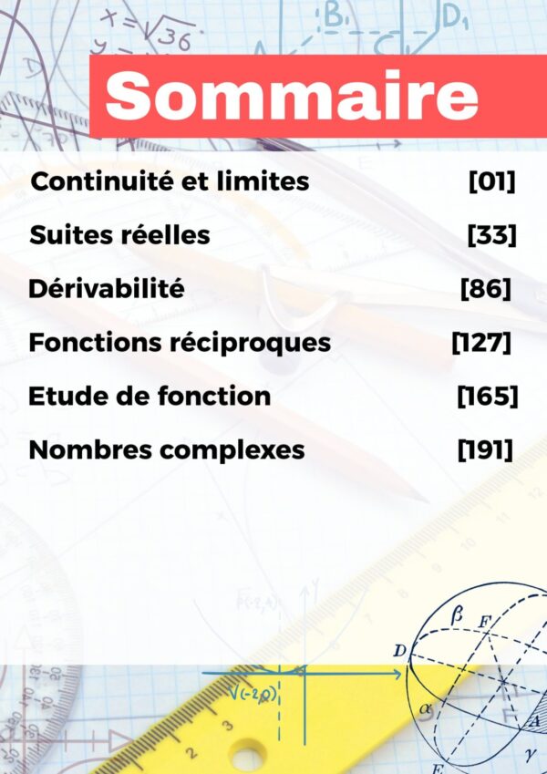 [SMy] -Maths- Cours et exercice corrigés- TOME 1 Bac sciences: Continuité, dérivabilité, suites, complexe, fonction réciproque, étude de fonctions (noir)