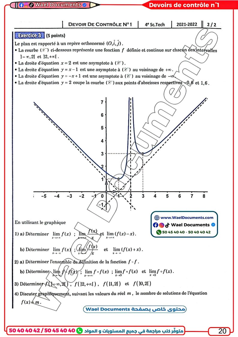 Programme Math Bac Technique Maths - Devoirs corrigés - Bac technique - WaelDocuments